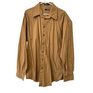 Claiborne Shirt Size 17.5 36/37 Button Front Long Sleeve Tan Formal Office Wear